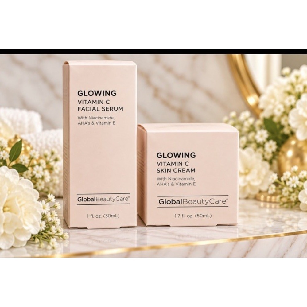 Global Beauty Care Glowing Vitamin C Skin Cream and Serum Niacinamide 2 Pcs New